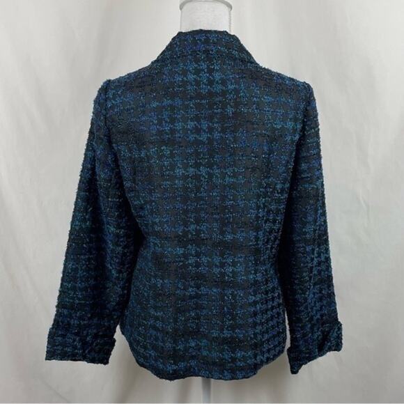 Chico’s Blue & Black Textured Tweed Academia Jacket Blazer NWOT Size 8 - Picture 5 of 12
